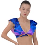 Outrun-vaporwave-hd-wallpaper-preview Plunge Frill Sleeve Bikini Top