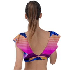 Plunge Frill Sleeve Bikini Top 