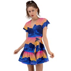 Flutter Sleeve Wrap Dress 