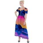 Outrun-vaporwave-hd-wallpaper-preview Button Up Short Sleeve Maxi Dress
