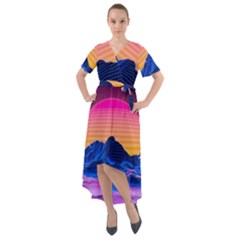 Front Wrap High Low Dress 
