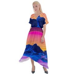 Cross Front Sharkbite Hem Maxi Dress 