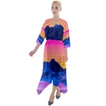 Outrun-vaporwave-hd-wallpaper-preview Quarter Sleeve Wrap Front Maxi Dress