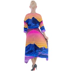 Quarter Sleeve Wrap Front Maxi Dress 