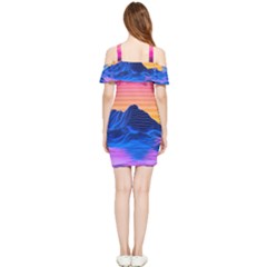Shoulder Frill Bodycon Summer Dress 