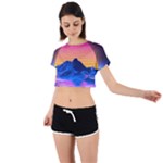Outrun-vaporwave-hd-wallpaper-preview Tie Back Short Sleeve Crop Tee