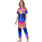 Outrun-vaporwave-hd-wallpaper-preview Kids  Satin Short Sleeve Pajamas Set