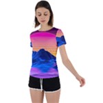 Outrun-vaporwave-hd-wallpaper-preview Back Circle Cutout Sports Tee
