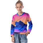 Outrun-vaporwave-hd-wallpaper-preview Kids  Long Sleeve Tee with Frill 