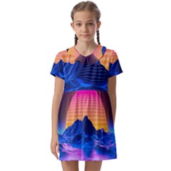 Kids  Asymmetric Collar Dress 