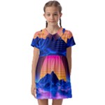 Outrun-vaporwave-hd-wallpaper-preview Kids  Asymmetric Collar Dress