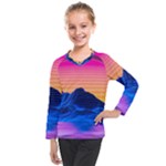Outrun-vaporwave-hd-wallpaper-preview Kids  Long Mesh Tee
