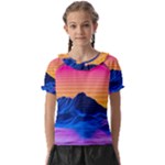 Outrun-vaporwave-hd-wallpaper-preview Kids  Frill Chiffon Blouse