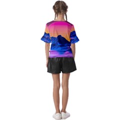 Kids  V-Neck Horn Sleeve Blouse 