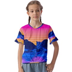Kids  Cuff Sleeve Scrunch Bottom T-Shirt 
