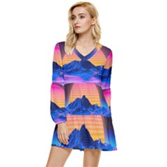Tiered Long Sleeve Mini Dress 