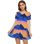 Outrun-vaporwave-hd-wallpaper-preview Tiered Short Sleeve Mini Dress
