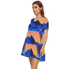 Tiered Short Sleeve Babydoll Dress 