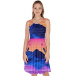 Outrun-vaporwave-hd-wallpaper-preview Knee Length Skater Dress With Pockets