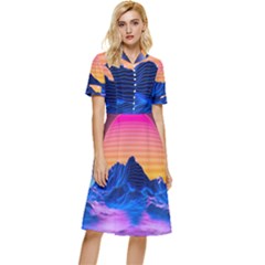 Button Top Knee Length Dress 