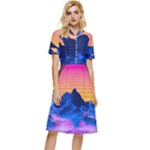 Outrun-vaporwave-hd-wallpaper-preview Button Top Knee Length Dress