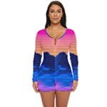Outrun-vaporwave-hd-wallpaper-preview Long Sleeve Boyleg Swimsuit