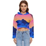 Outrun-vaporwave-hd-wallpaper-preview Women s Lightweight Cropped Hoodie