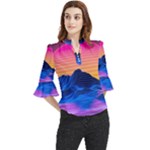Outrun-vaporwave-hd-wallpaper-preview Loose Horn Sleeve Chiffon Blouse