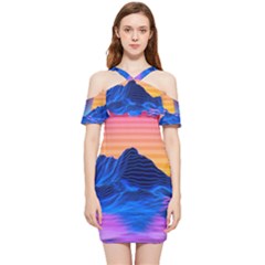 Shoulder Frill Bodycon Summer Dress 