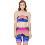 Outrun-vaporwave-hd-wallpaper-preview Stretch Shorts and Tube Top Set