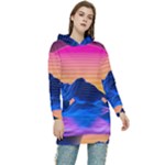 Outrun-vaporwave-hd-wallpaper-preview Women s Long Oversized Pullover Hoodie