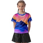 Outrun-vaporwave-hd-wallpaper-preview Kids  Front Cut Tee
