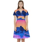 Outrun-vaporwave-hd-wallpaper-preview Short Sleeve Waist Detail Dress