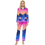 Outrun-vaporwave-hd-wallpaper-preview Womens  Long Sleeve Pocket Pajamas Set
