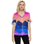 Outrun-vaporwave-hd-wallpaper-preview Bow Sleeve Button Up Top