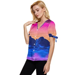 Bow Sleeve Button Up Top 
