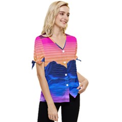 Bow Sleeve Button Up Top 