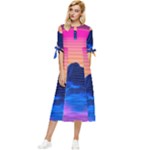 Outrun-vaporwave-hd-wallpaper-preview Bow Sleeve Chiffon Midi Dress