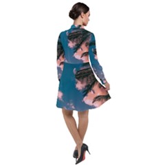 Long Sleeve Chiffon Shirt Dress 