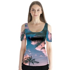 Butterfly Sleeve Cutout T-Shirt  