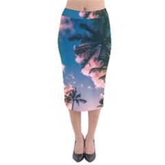 Velvet Midi Pencil Skirt 