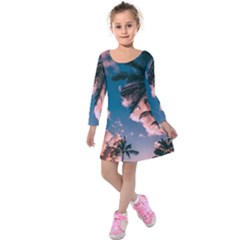 Kids  Long Sleeve Velvet Dress 