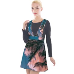 Plunge Pinafore Velour Dress 