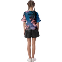 Kids  V-Neck Horn Sleeve Blouse 