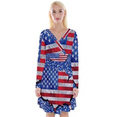 Long Sleeve Front Wrap Dress 