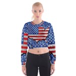 Usa-map-and-flag-on-cement-wall-texture-background-design-1591646654pet Cropped Sweatshirt