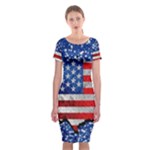 Usa-map-and-flag-on-cement-wall-texture-background-design-1591646654pet Classic Short Sleeve Midi Dress