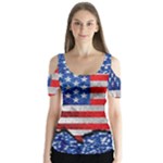 Usa-map-and-flag-on-cement-wall-texture-background-design-1591646654pet Butterfly Sleeve Cutout Tee 