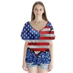 Usa-map-and-flag-on-cement-wall-texture-background-design-1591646654pet V-Neck Flutter Sleeve Top