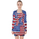 Usa-map-and-flag-on-cement-wall-texture-background-design-1591646654pet V-neck Bodycon Long Sleeve Dress
